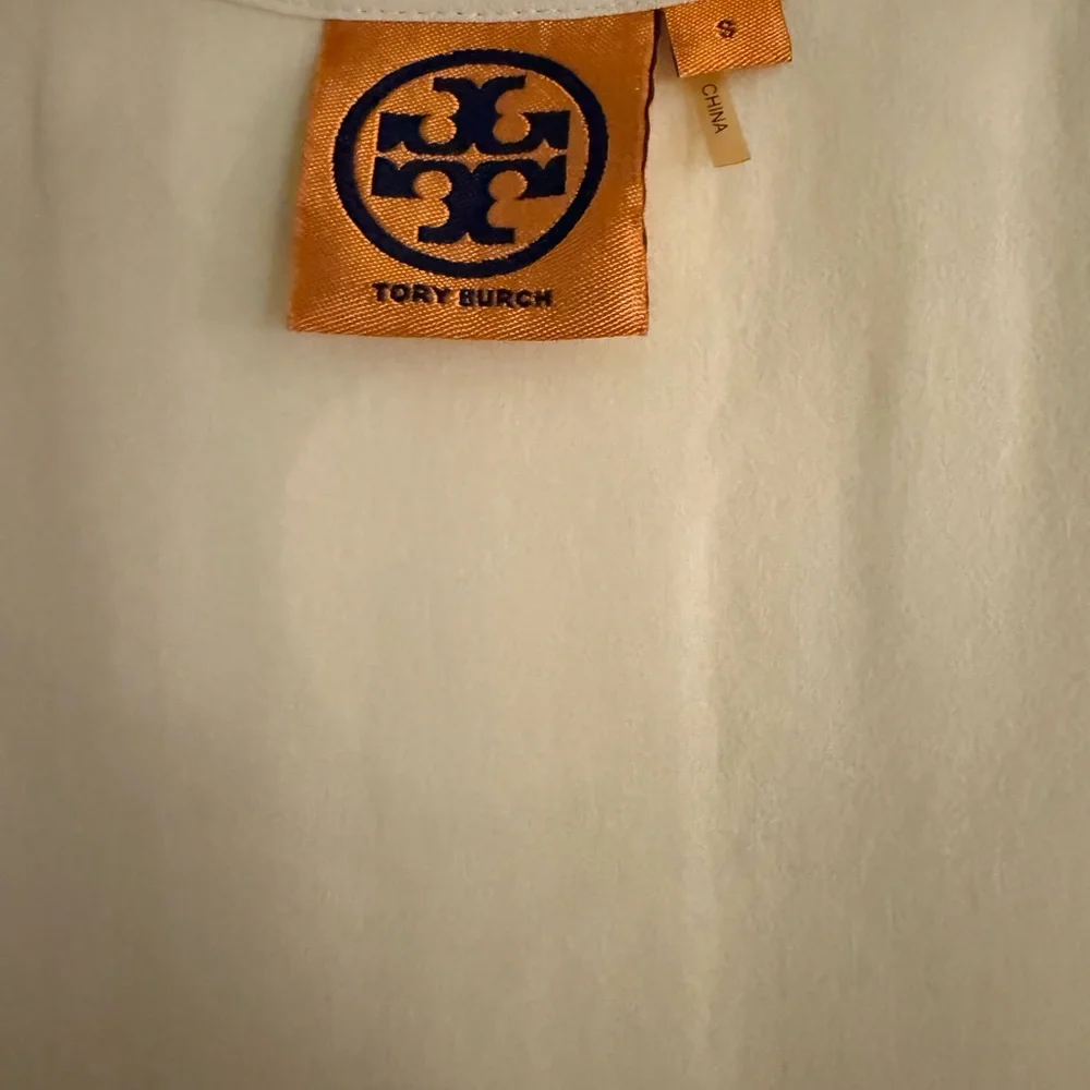 Gorgeous Tory Burch Cream Silk Blouse With Overlay! Good Condition!